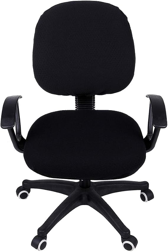 Smiry Office Computer Chair Covers for Desk Rotating Chair Protector Stretch Jacquard Removable Washable Universal Slipcovers, Seat + Backrest Cover, Black
