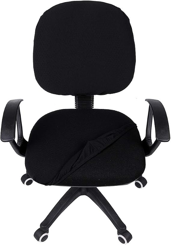 Smiry Office Computer Chair Covers for Desk Rotating Chair Protector Stretch Jacquard Removable Washable Universal Slipcovers, Seat + Backrest Cover, Black
