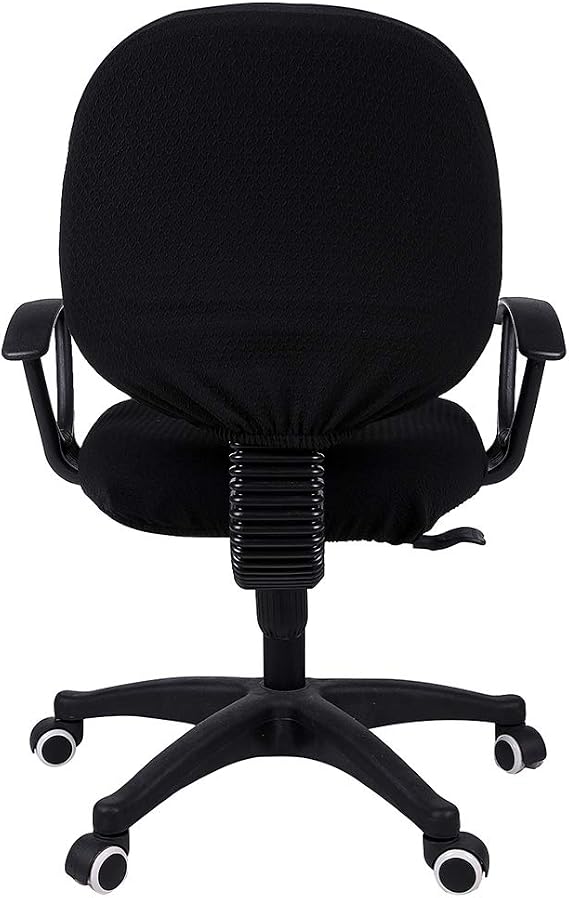 Smiry Office Computer Chair Covers for Desk Rotating Chair Protector Stretch Jacquard Removable Washable Universal Slipcovers, Seat + Backrest Cover, Black