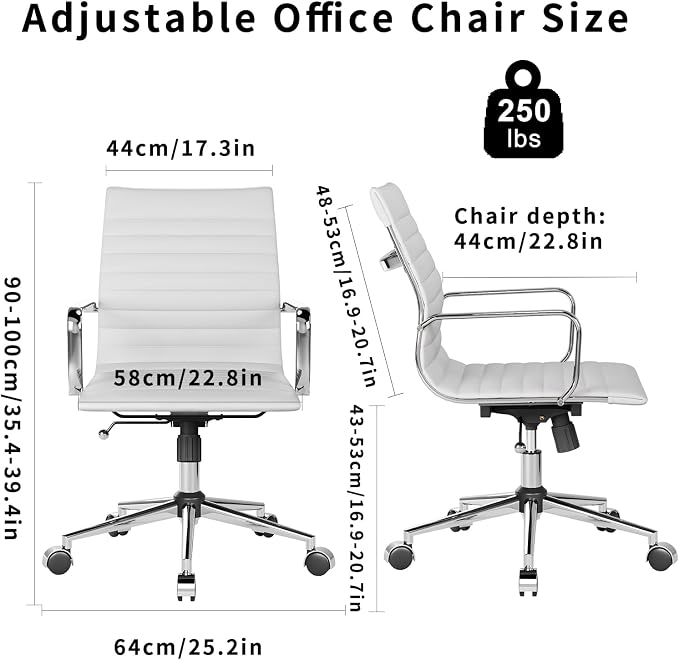 Chair, Desk Computer Chair ，with Armrests ，Ergonomic Office Chair for Home and Office, 17.32 x 22.83 x 35.43 inches, Multiple Colors (White