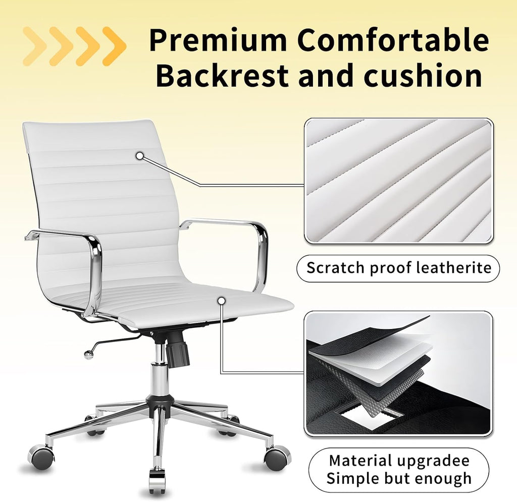 Chair, Desk Computer Chair ，with Armrests ，Ergonomic Office Chair for Home and Office, 17.32 x 22.83 x 35.43 inches, Multiple Colors (White