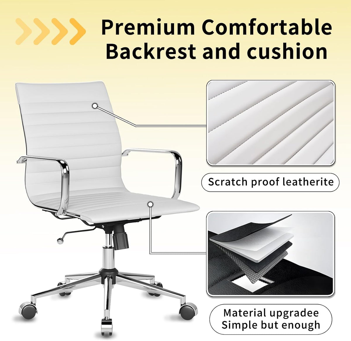 Chair, Desk Computer Chair ，with Armrests ，Ergonomic Office Chair for Home and Office, 17.32 x 22.83 x 35.43 inches, Multiple Colors (White