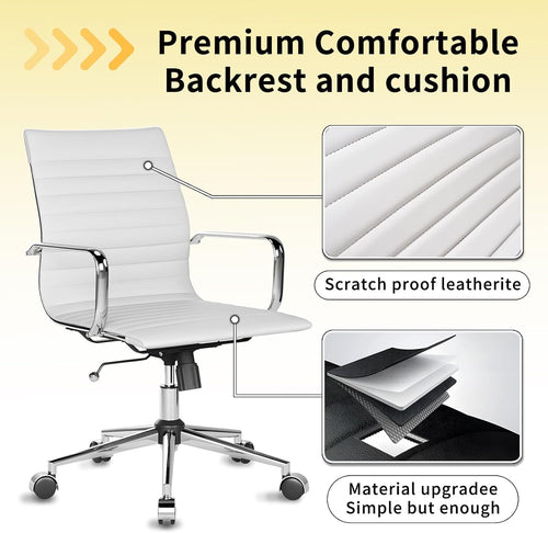 Chair, Desk Computer Chair ，with Armrests ，Ergonomic Office Chair for Home and Office, 17.32 x 22.83 x 35.43 inches, Multiple Colors (White