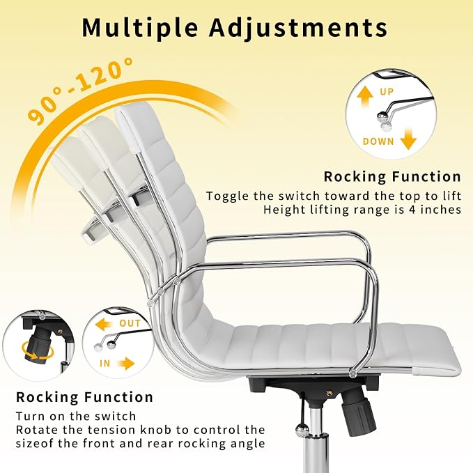 Chair, Desk Computer Chair ，with Armrests ，Ergonomic Office Chair for Home and Office, 17.32 x 22.83 x 35.43 inches, Multiple Colors (White