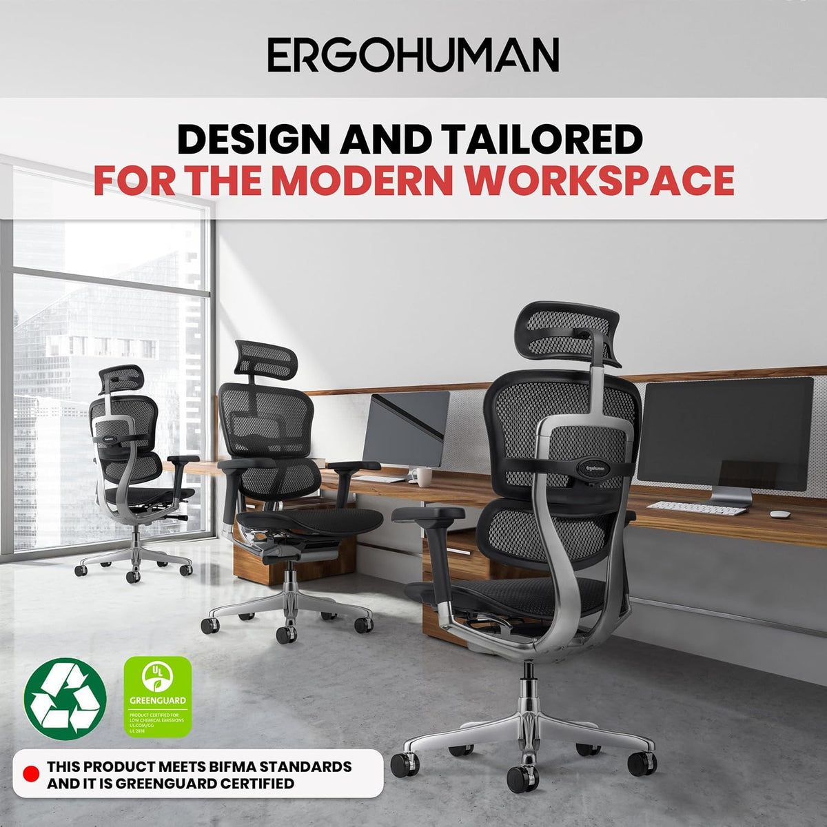 Ergohuman Eurotech ME7ERG GEN2 High Back Mesh Office Chair with Tilt Tension Control, Tilt Lock, Back Angle, Back Height, Synchro Tilt, Seat Height, Seat...