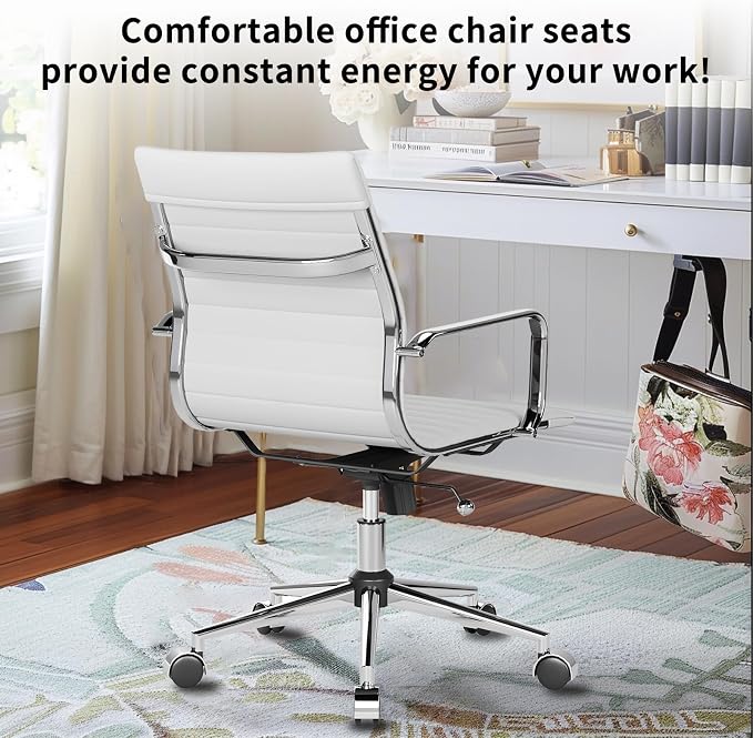 Chair, Desk Computer Chair ，with Armrests ，Ergonomic Office Chair for Home and Office, 17.32 x 22.83 x 35.43 inches, Multiple Colors (White
