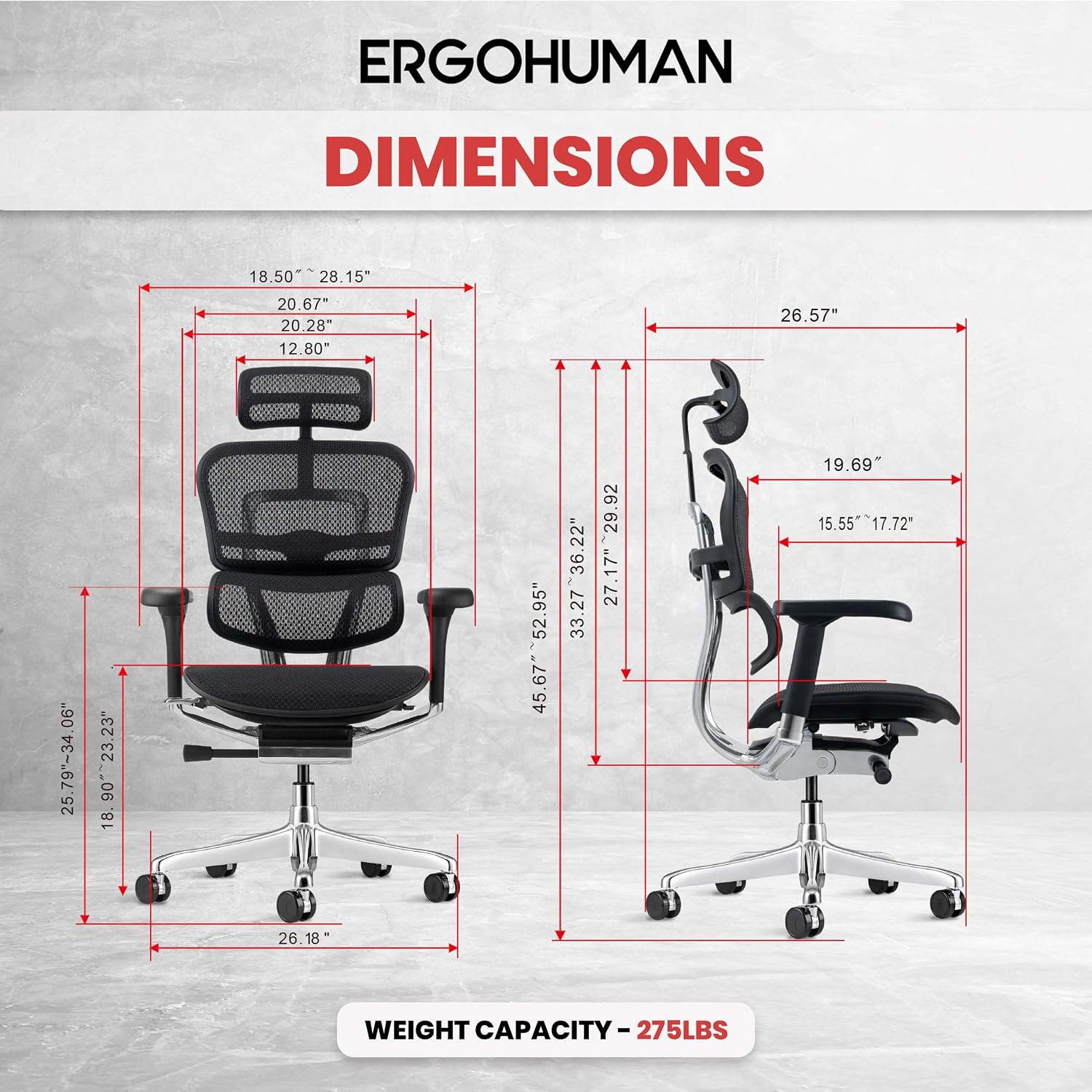 Ergohuman Eurotech ME7ERG GEN2 High Back Mesh Office Chair with Tilt Tension Control, Tilt Lock, Back Angle, Back Height, Synchro Tilt, Seat Height, Seat...